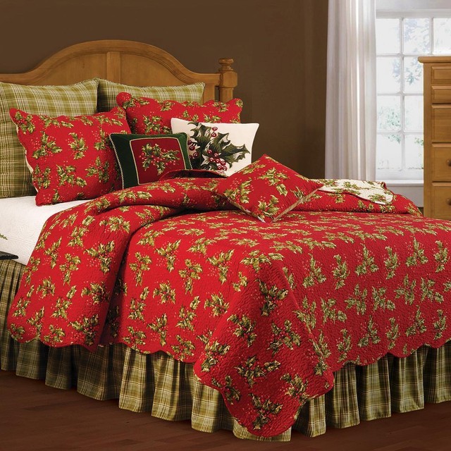 Holly Red Full Queen Quilt By April Cornell 92w X 96l Holly Red Full Queen Quilt By April Cornell 92w X 96l Set New