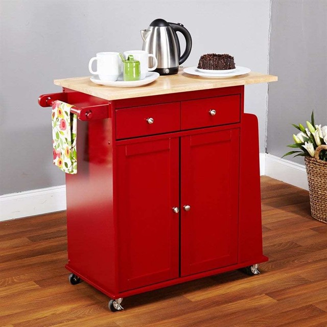 Red Kitchen Cart Rolling Storage Island Utility Home Serving Tms Furniture 23800red Sonoma Kitchen Cart Red And