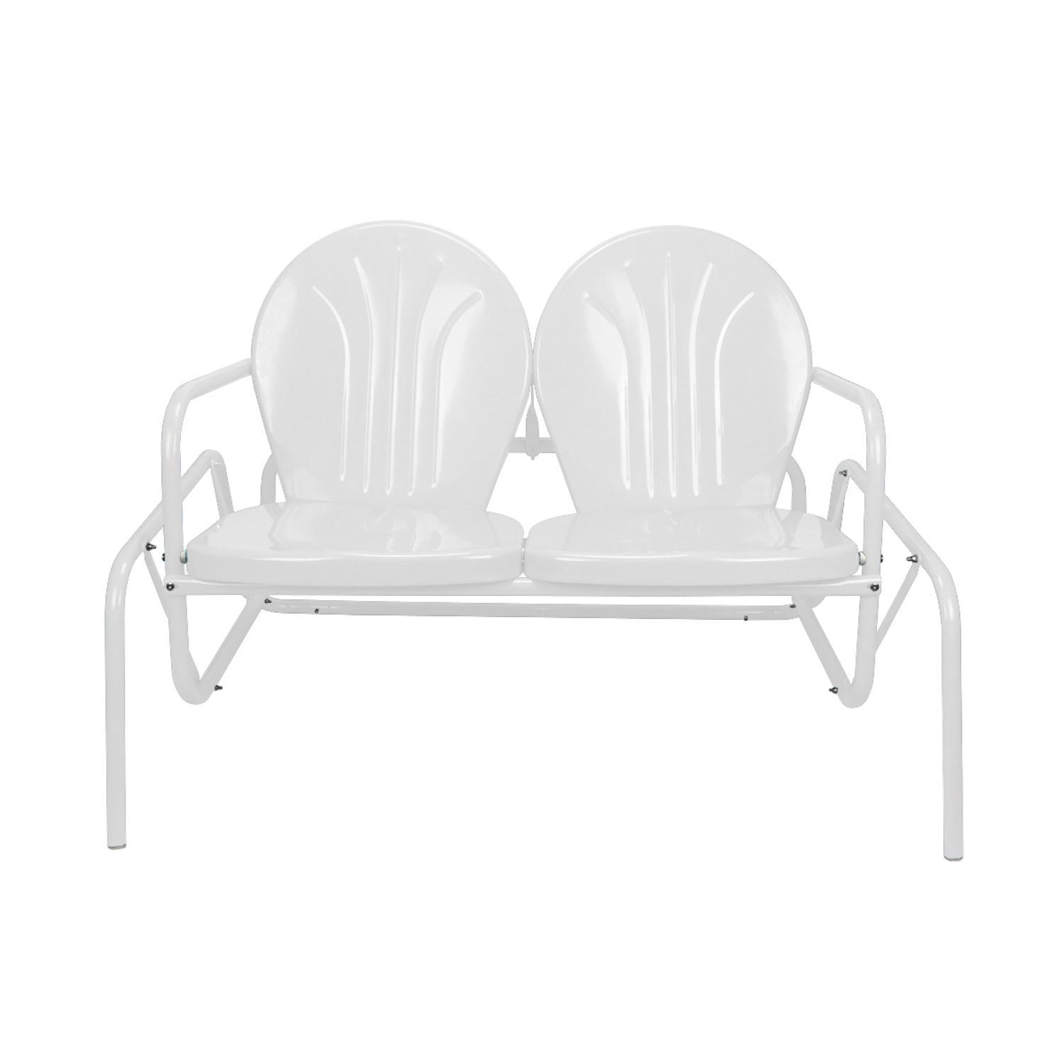41 White Retro Metal Tulip Outdoor Double Glider Picture 1 Of