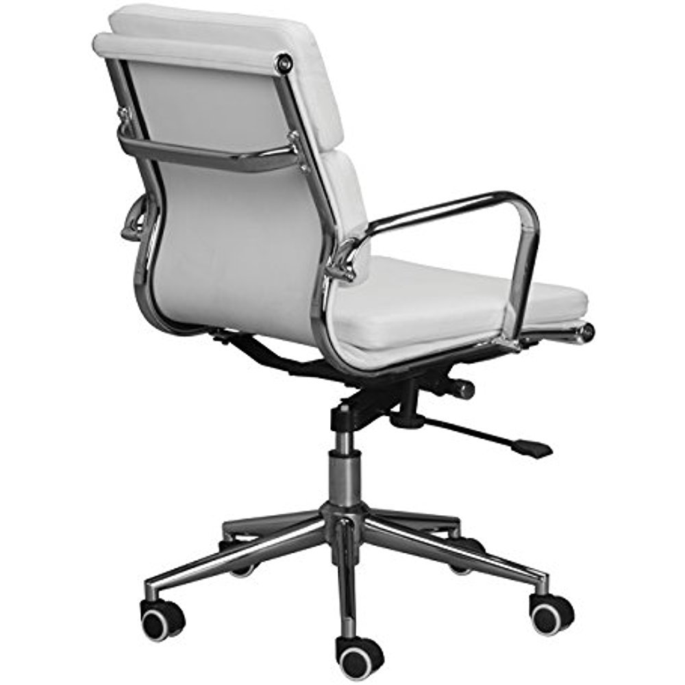 Eames Replica Medium Back Office Chair White Vegan Leather Thick Brand New T