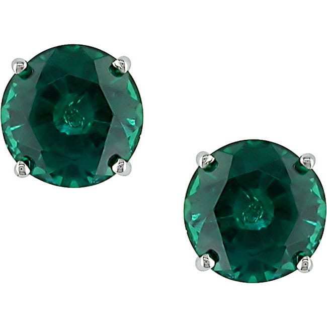 Miadora 10 K White Gold Created Emerald Earrings Ebay