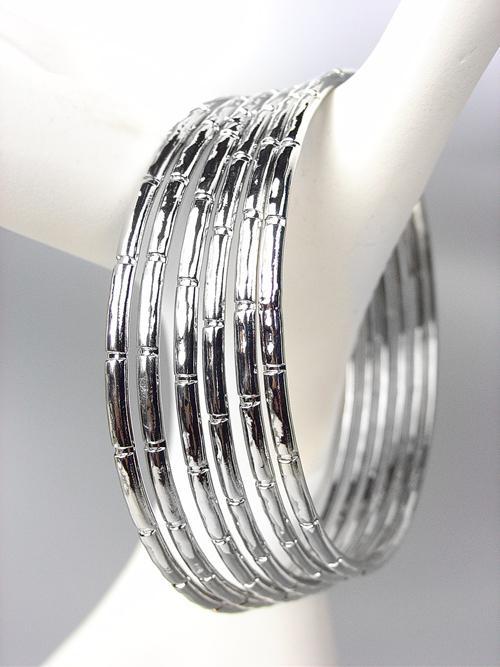 Chic 6 Pc Silver Metal Bamboo Motif Plus Size Bangle Bracelets Ebay Picture 1 Of 3