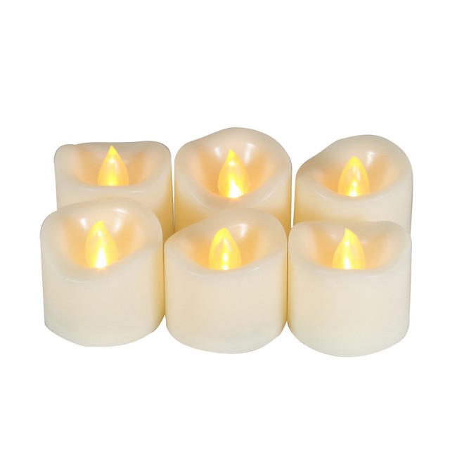 6 Pcs Battery Operated Led Flameless Candles With Timer Votives Flameless Led Battery Operated Tea Light Votive Candles With Timer 6 Pack 200h