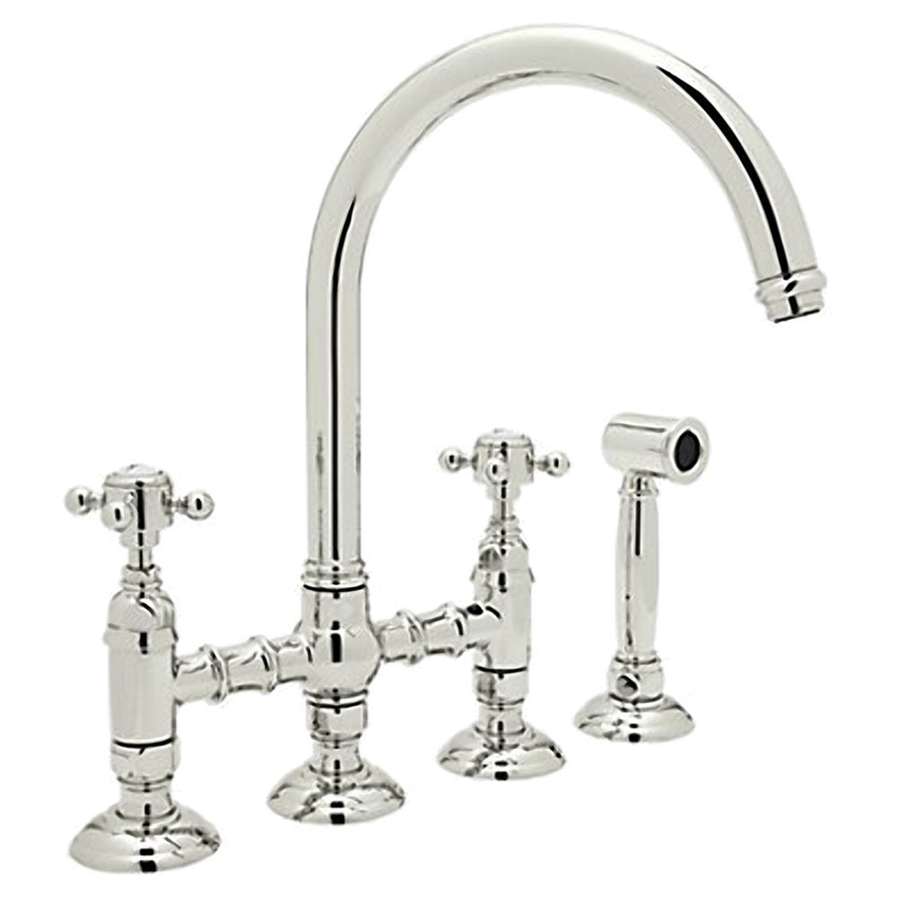Rohl A1461lmwspn 2 Country Bridge Kitchen Faucet With Spray Polished Picture 1 Of