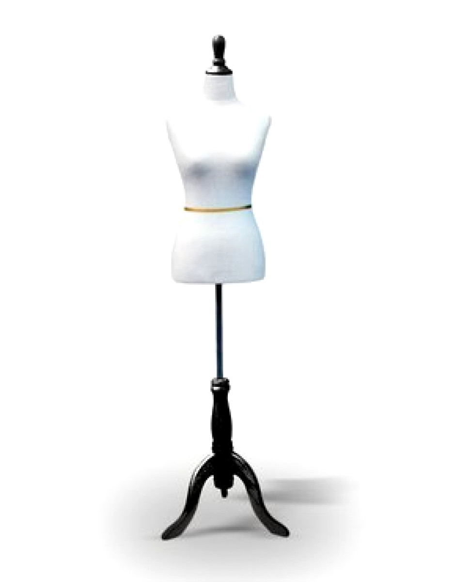 White Female Dress Form On Black Tripod Wooden Base Size 2 4 Small Picture 1 Of 5