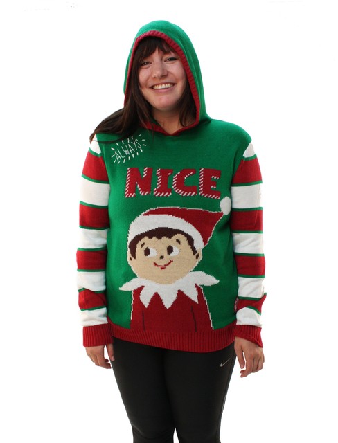 ugly christmas sweater plus size womens always nice elf on the shelf hoodie - Ugly Christmas Sweater Elf ugly christmas sweater plus size womens always nice elf on the shelf hoodie - Ugly Christmas Sweater Elf