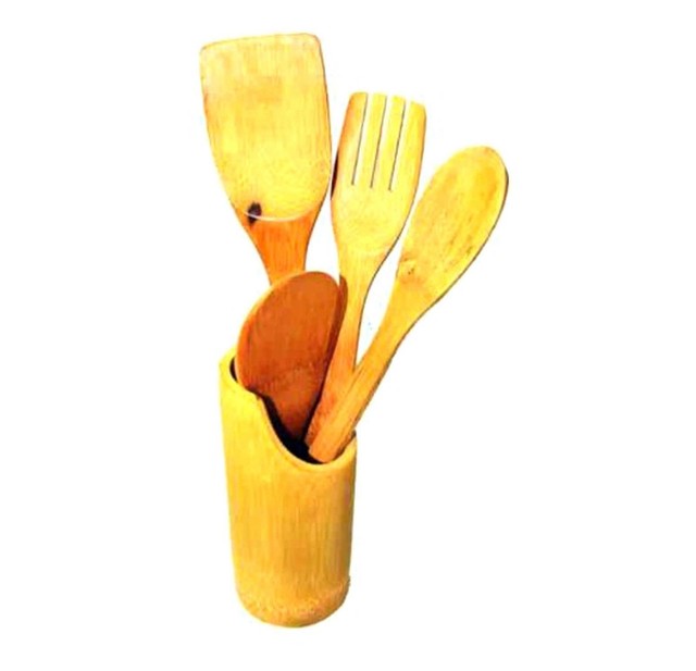 4 Piece Bamboo Wooden Kitchen Cooking Utensils Set Spoon Turner 4 Piece Bamboo Wooden Kitchen Cooking Utensils Set Spoon Turner Spatula Tools