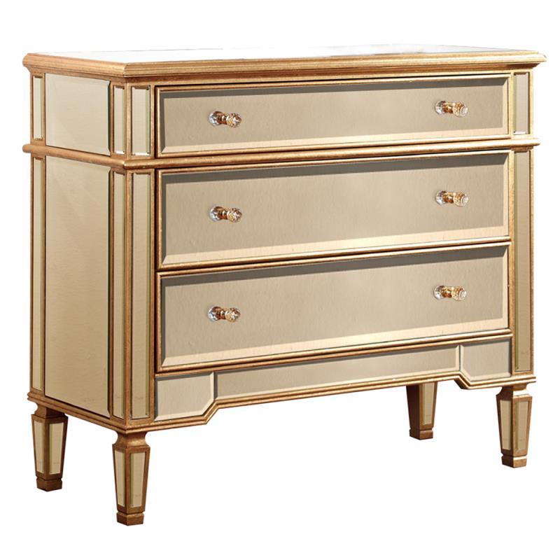 Elegant Lighting Floine 3 Drawer Mirrored Chest In Clear And Picture 1 Of
