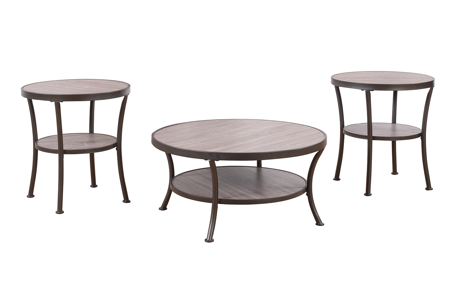 3 Piece Modern Round Coffee Table And 2 End Tables Living Room Set Picture 1 Of 3