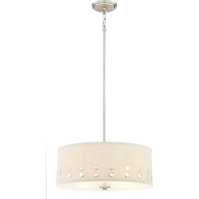 Quoizel Lws3233a1 Park Avenue Drum Pendant Lighting Fabric Shade 4 Quoizel Park Avenue 18 Inch 4 Light Pendant Drum Nickel Lws3233a1