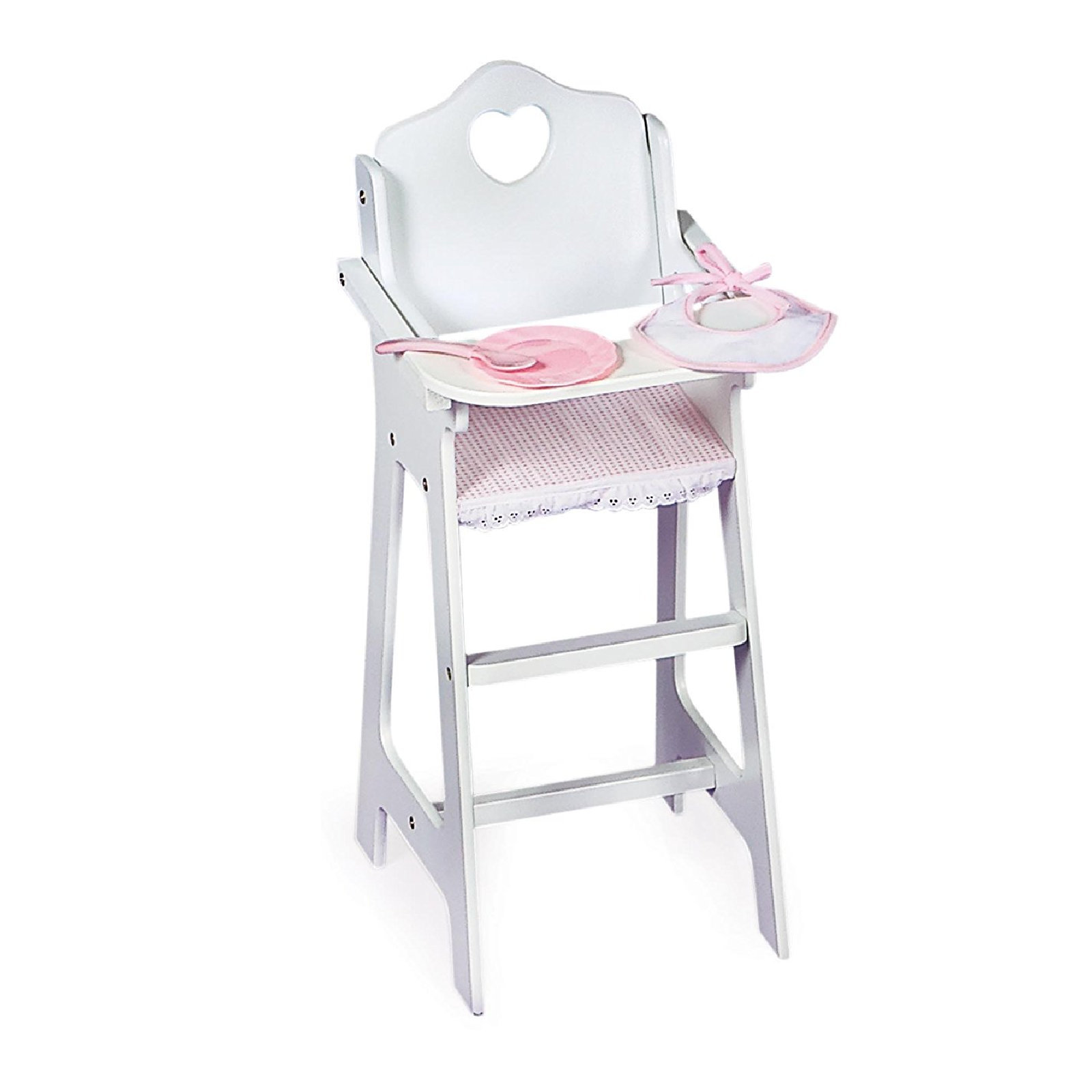 Doll High Chair 18 American Girl Dolls Furniture White Wood Bib 8