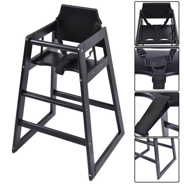 Baby High Chair Wooden Stool Infant Feeding Children Toddler Baby High Chair Wooden Stool Infant Feeding Children Toddler Restaurant Black