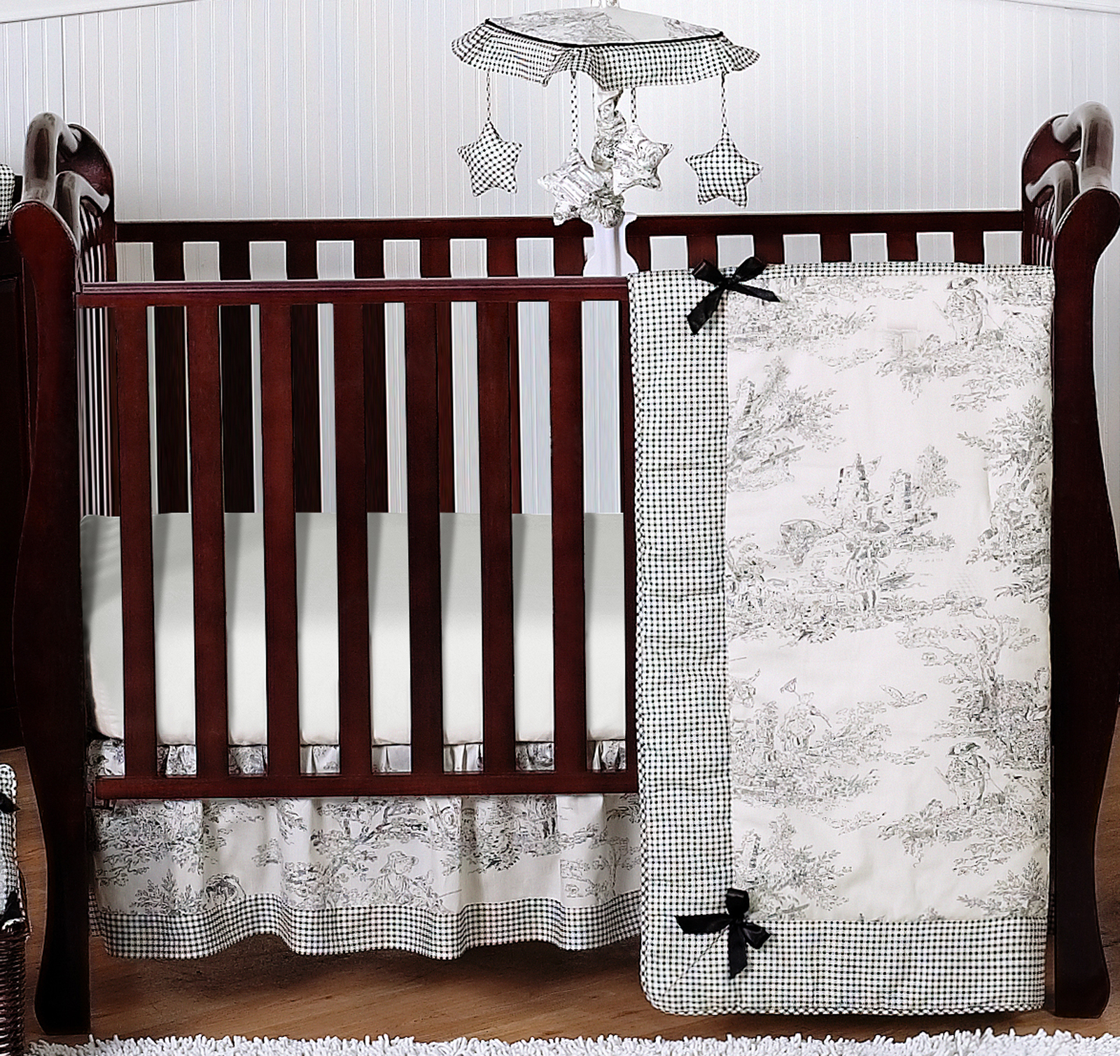 Sweet Jojo Designs Black French Toile Baby Girl Boy Bumperless Crib Picture 1 Of 3