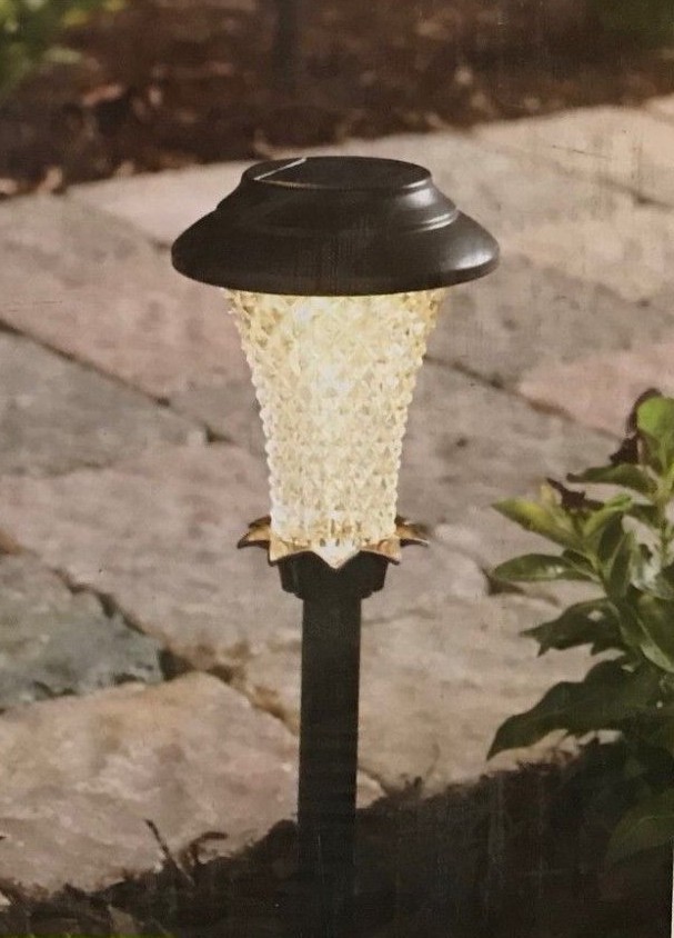 Hampton Bay Outdoor Solar Path Light Texture Bronze Finish Glass 6 Picture 1 Of 3
