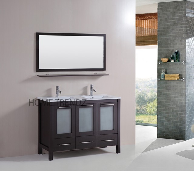 48 Double Vanity Bathroom Ceramic Sink Cabinet Combo Set W Mirrors 48 Double Vanity Bathroom Ceramic Sink Cabinet Combo Set W Mirrors