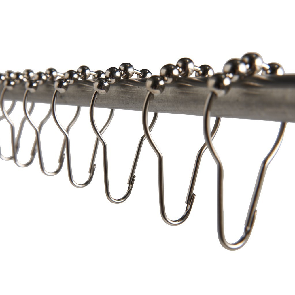 Set Of 12 Brushed Nickel Bathroom Shower Curtain Rings Hooks With Picture 1 Of 4