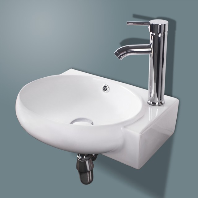 Bathroom White Ceramic Vessel Sink Bowl Wall Mount Porcelain Chrome Bathroom Porcelain Wall Mount Ceramic Corner Sink W Chrome Faucet Pop Up Drain