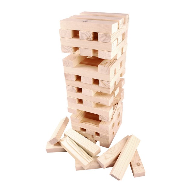 60pc Wooden Tumbling Jenga Tower Blocks Garden Game Outdoor Family 60pc Wooden Tumbling Jenga Tower Blocks Garden Game Outdoor Family Fun New