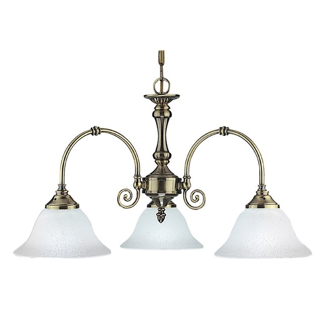 Searchlight Virginia Antique Brass 3 Light Pendant With Glass Searchlight 9353 3 Antique Brass Finish Traditional Scroll Light Fitting New
