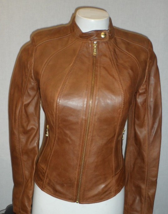 Women S Guess Leather Jacket Whiskey Regular Xl Picture 1 Of 9