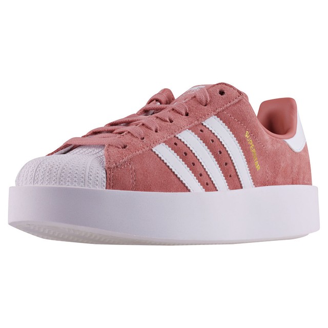 Adidas Superstar Bold Asphalt Pink Footwear White Womens Suede Platform Trainers Adidas Superstar Bold Asphalt Pink Footwear White Womens Suede Platform Trainers