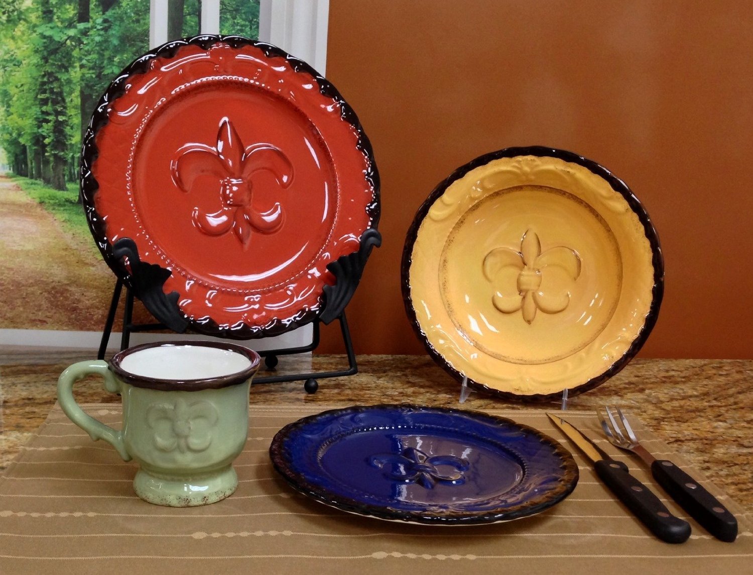 Colorful Dinnerware Set 16pc Bowls Hand Painted Tuscany Dishes ... Colorful Dinnerware Set 16pc Bowls Hand Painted Tuscany Dishes ...