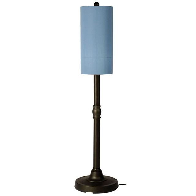Patio Living Concepts Modern Style Sky Blue Shade Resin Base Outdoor Patio Living Concepts Modern Style Sky Blue Shade Resin Base Outdoor Floor Lamp