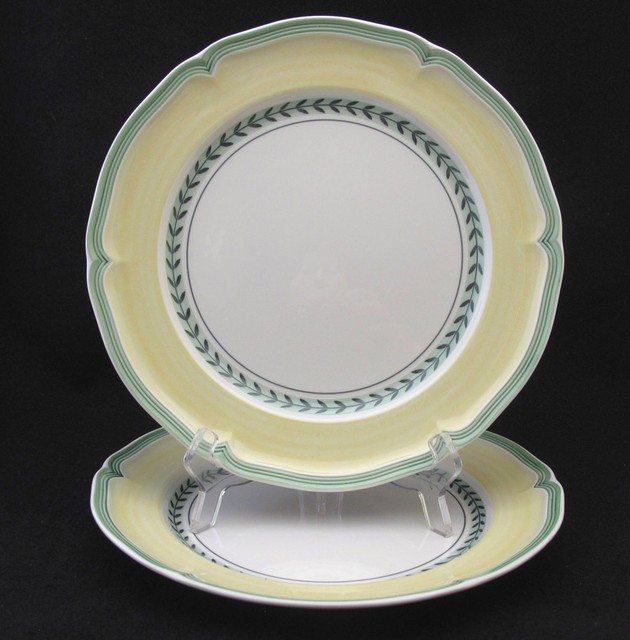 Villeroy And Boch French Garden Vienne Dinner Plate Yellow Green Villeroy And Boch French Garden Vienne Dinner Plate Yellow Green Leaf Bands Two