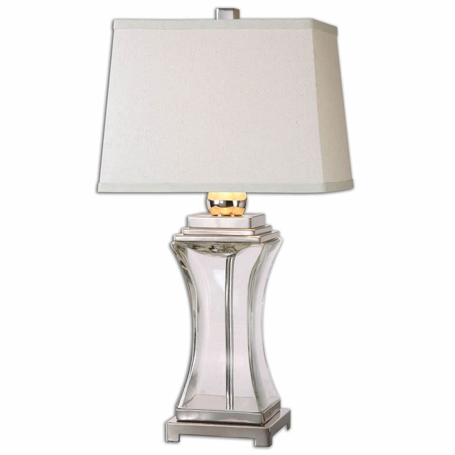 Uttermost 26151 Fulco Glass Table Lamp Fulco Clear Glass Modern Table Lamp W Nickel Details 29 H By Uttermost 26151