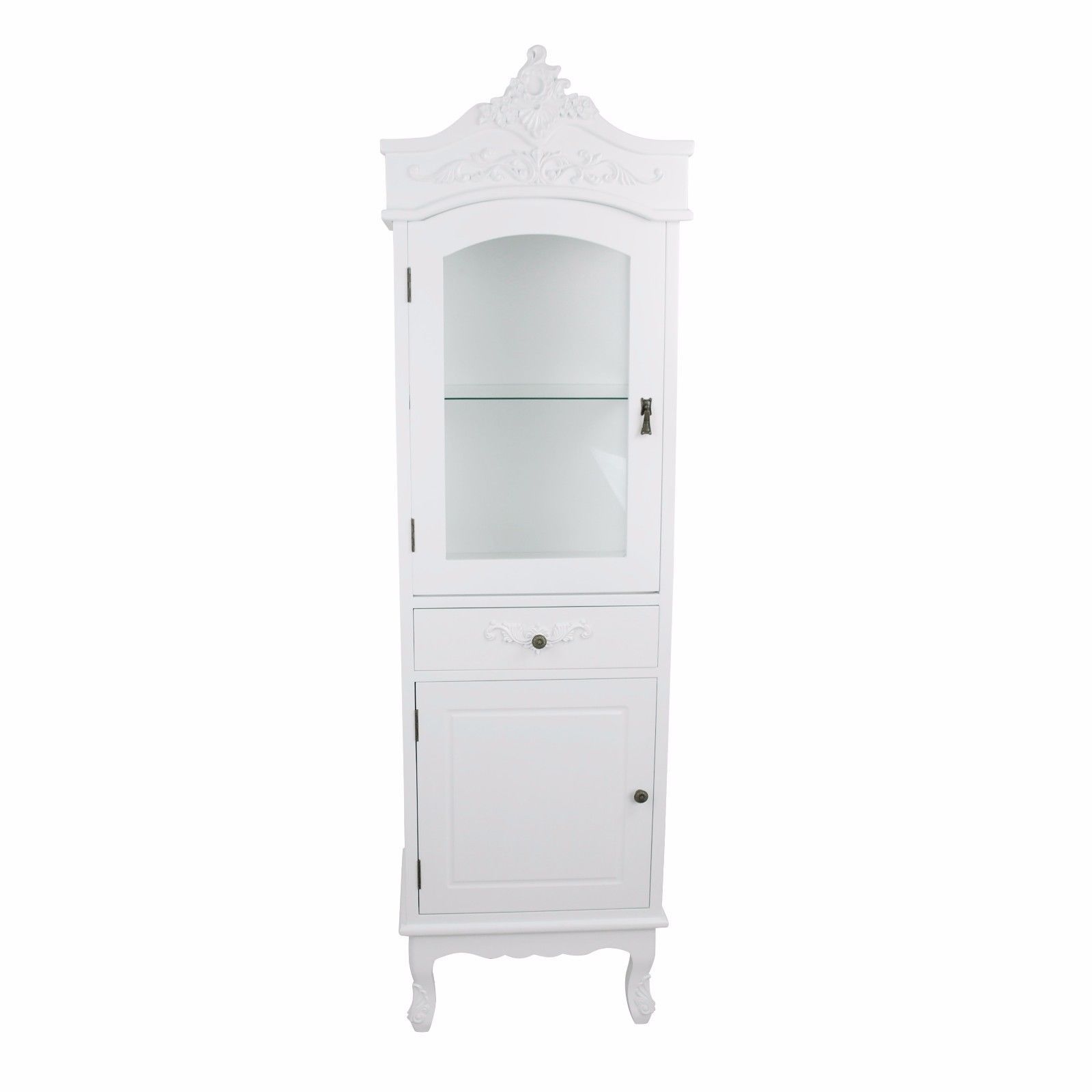 Shabby Chic French Chateau Style Single Display Cabinet in White