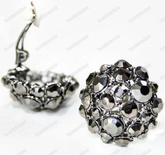 Clip On Gl Crystal Black Earrings Hemae Rhinestone Clips Clip On Gl Crystal Black Earrings Hemae Rhinestone Clips Marcasite Sty