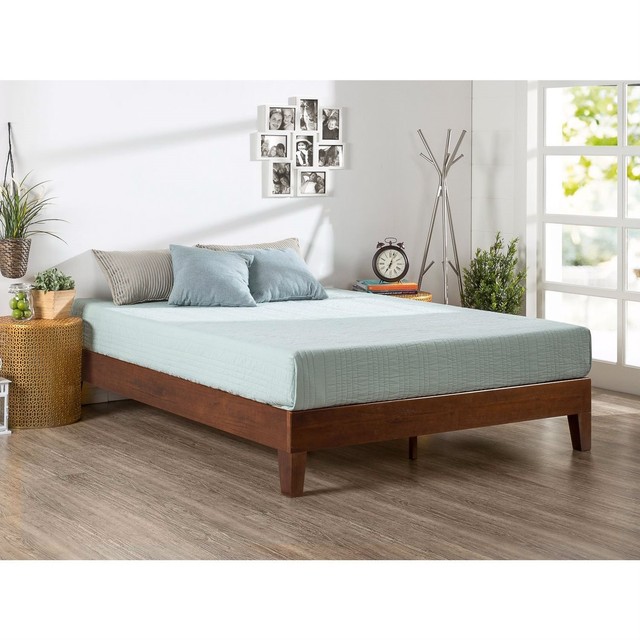 King Size Low Profile Solid Wood Platform Bed Frame In Espresso King Size Low Profile Solid Wood Platform Bed Frame In Espresso Finish