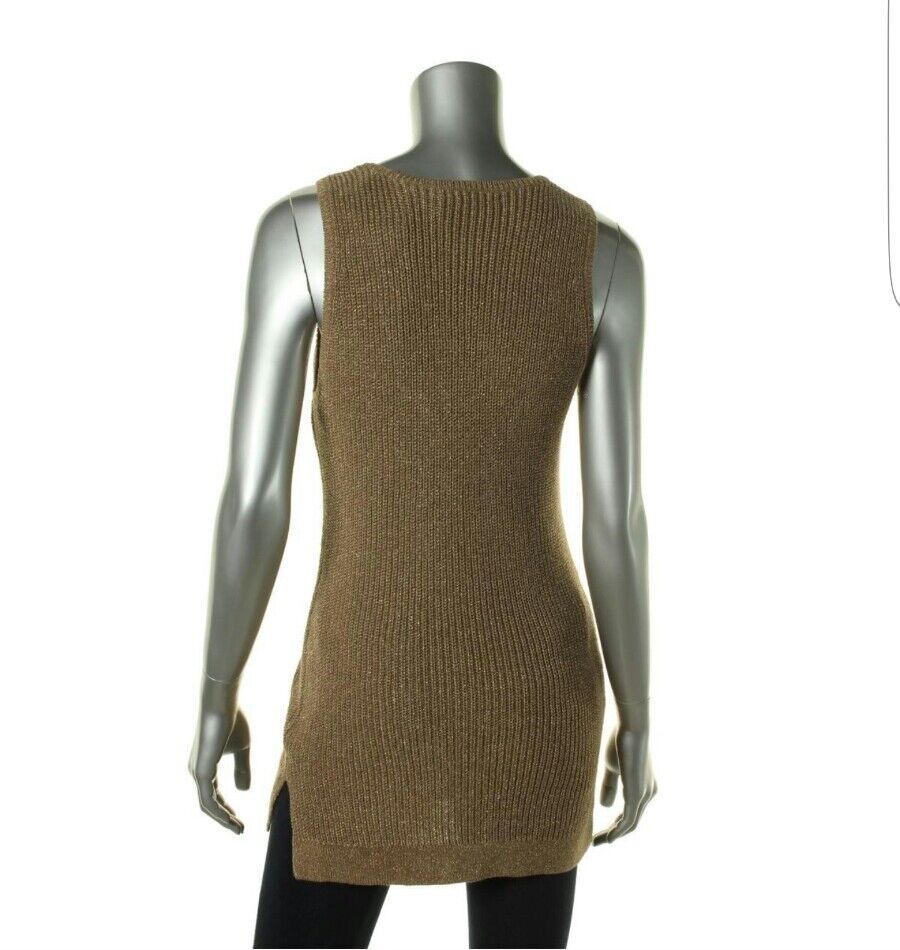 Ralph Lauren Womens Metallic Sweater XXL XL Linen Blend Tunic Gold ...