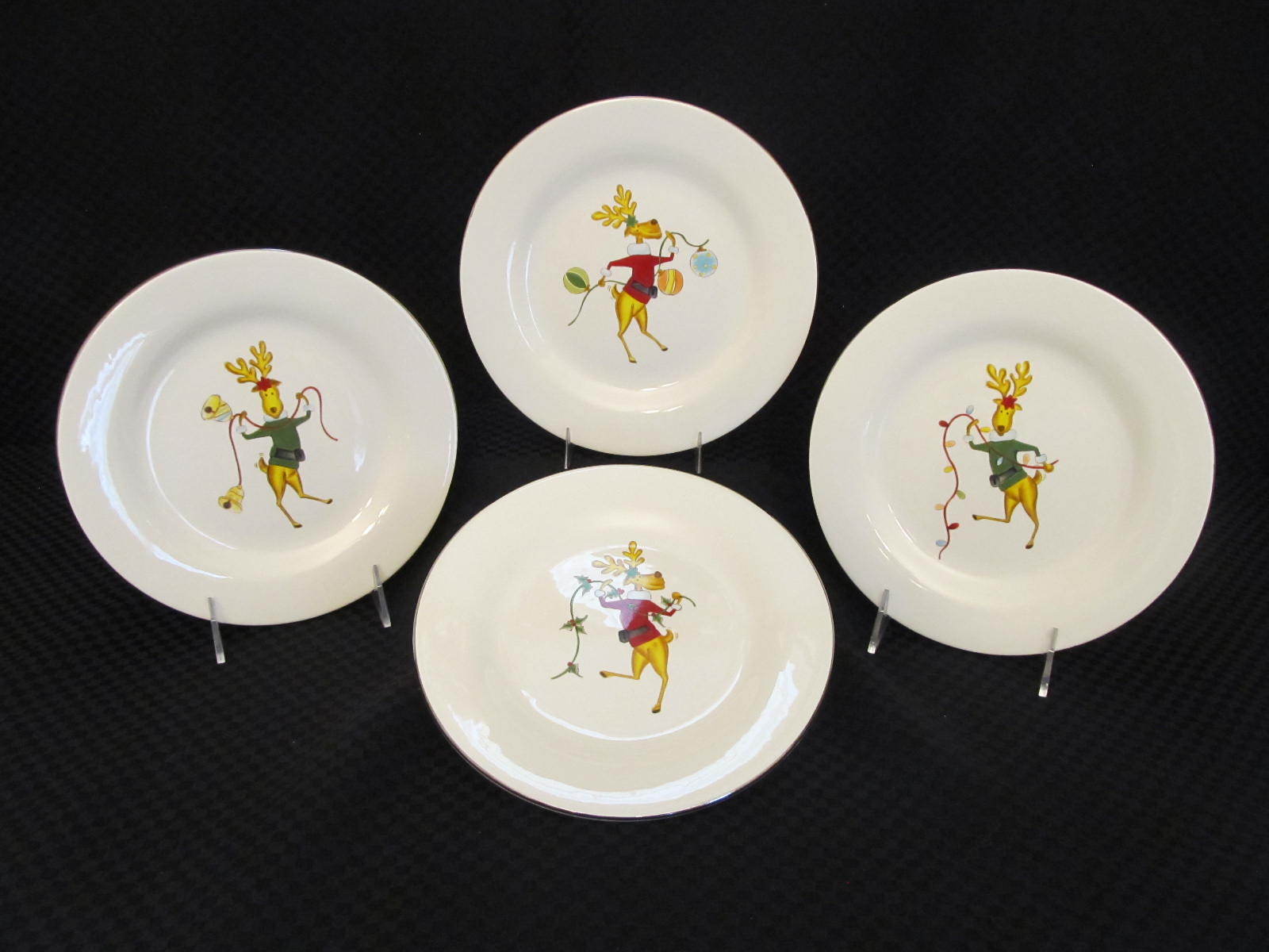 Set of 4 Salad Plates Reindeer Holiday Christmas Winter Wonder ... Set of 4 Salad Plates Reindeer Holiday Christmas Winter Wonder ...