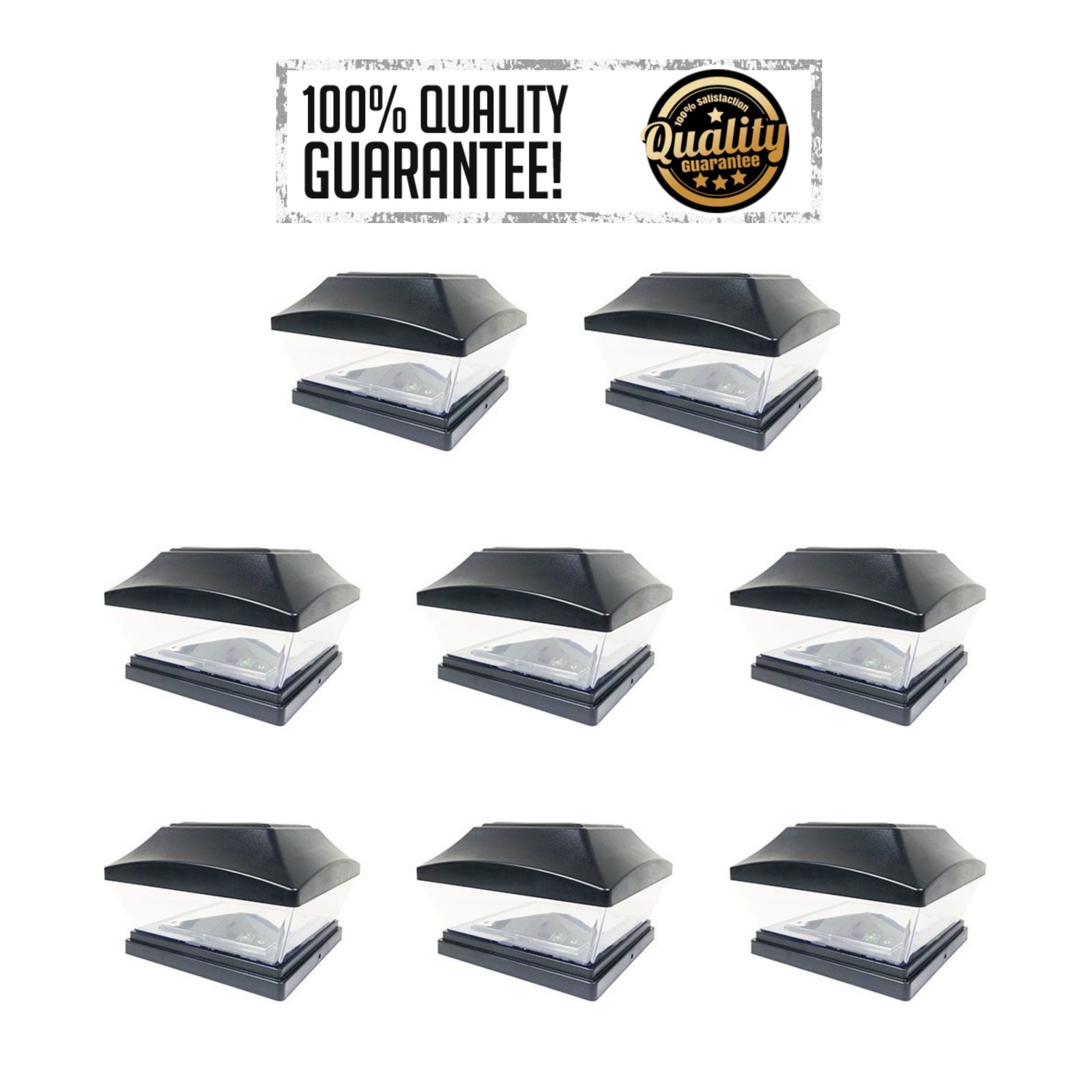 8pack Black Solar Post Light Smd Led Deck Cap Square Fence Outdoor Picture 1 Of 6