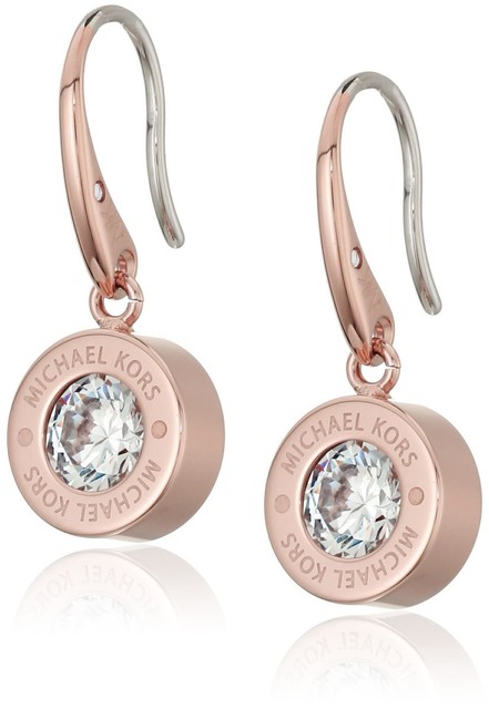 Michael Kors Pave Crystal Rose Gold Tone Earrings Mkj5339791 Ebay Michael Kors Logo Rose Gold Tone And Crystal Drop Earrings