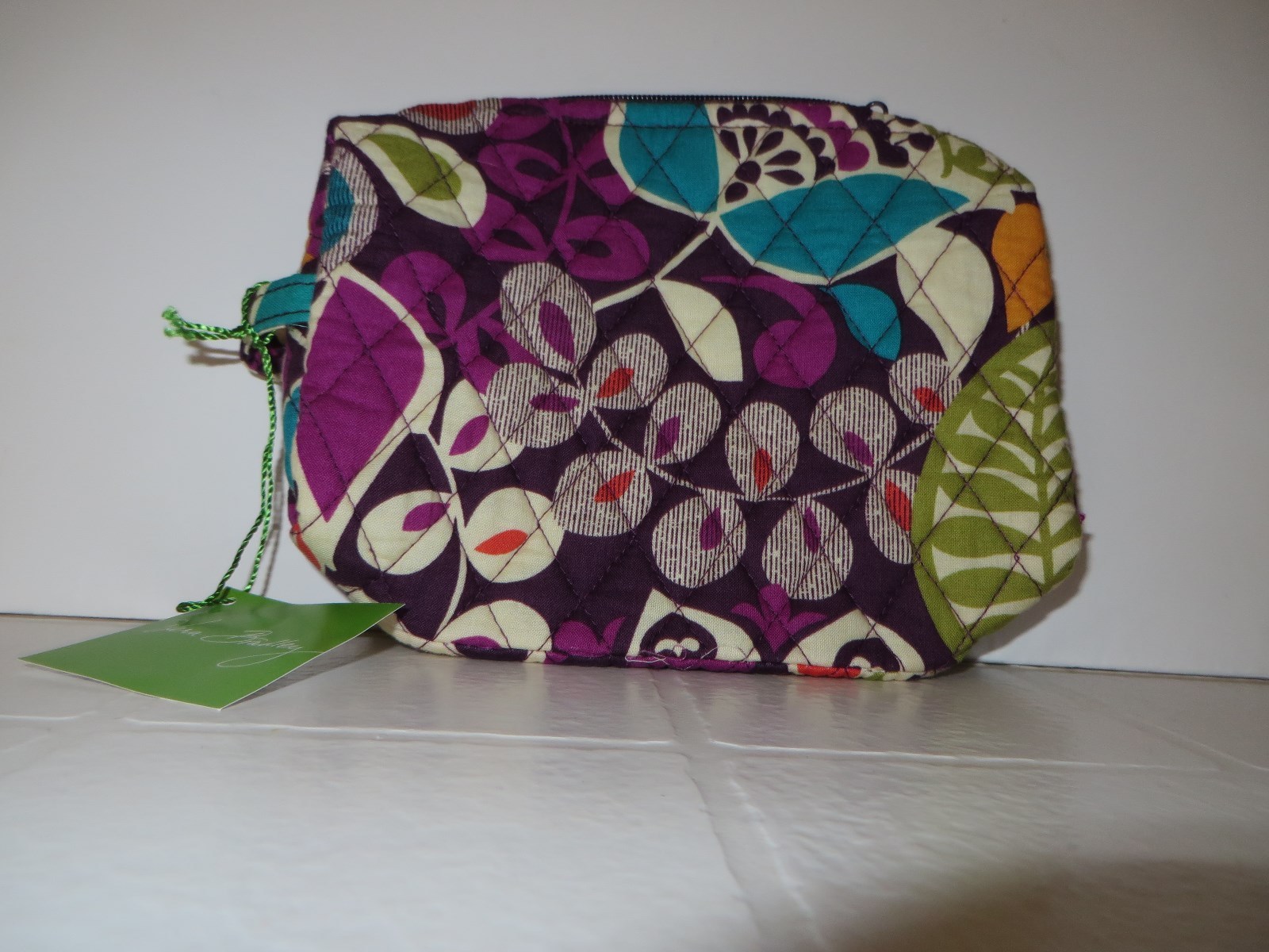 Vera Bradley Medium Cosmetic Bag Plum Crazy With Solid Purple Lining Picture 1 Of 3