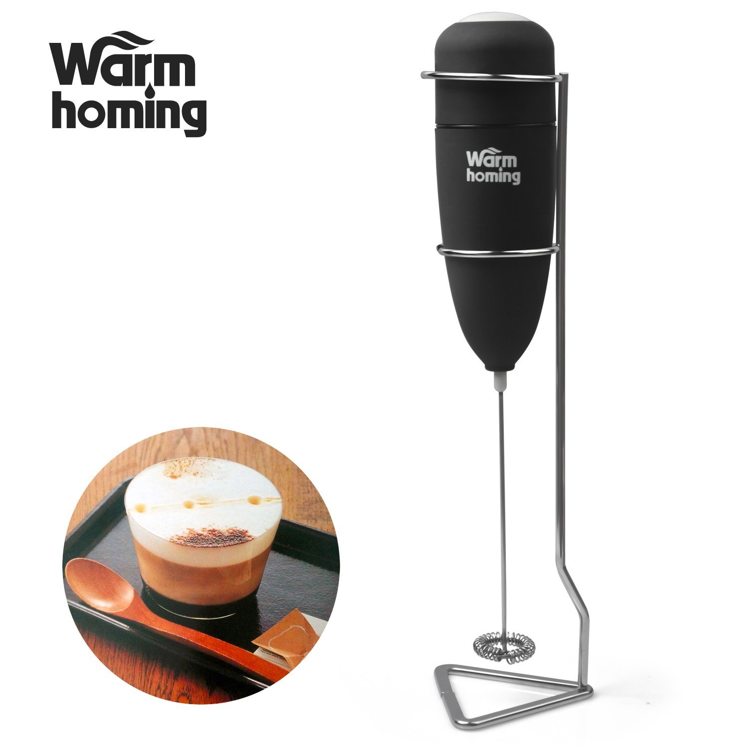 Milk Frother Electric Rubber Handheld With Stand Frothers Coffee Picture 1 Of 6