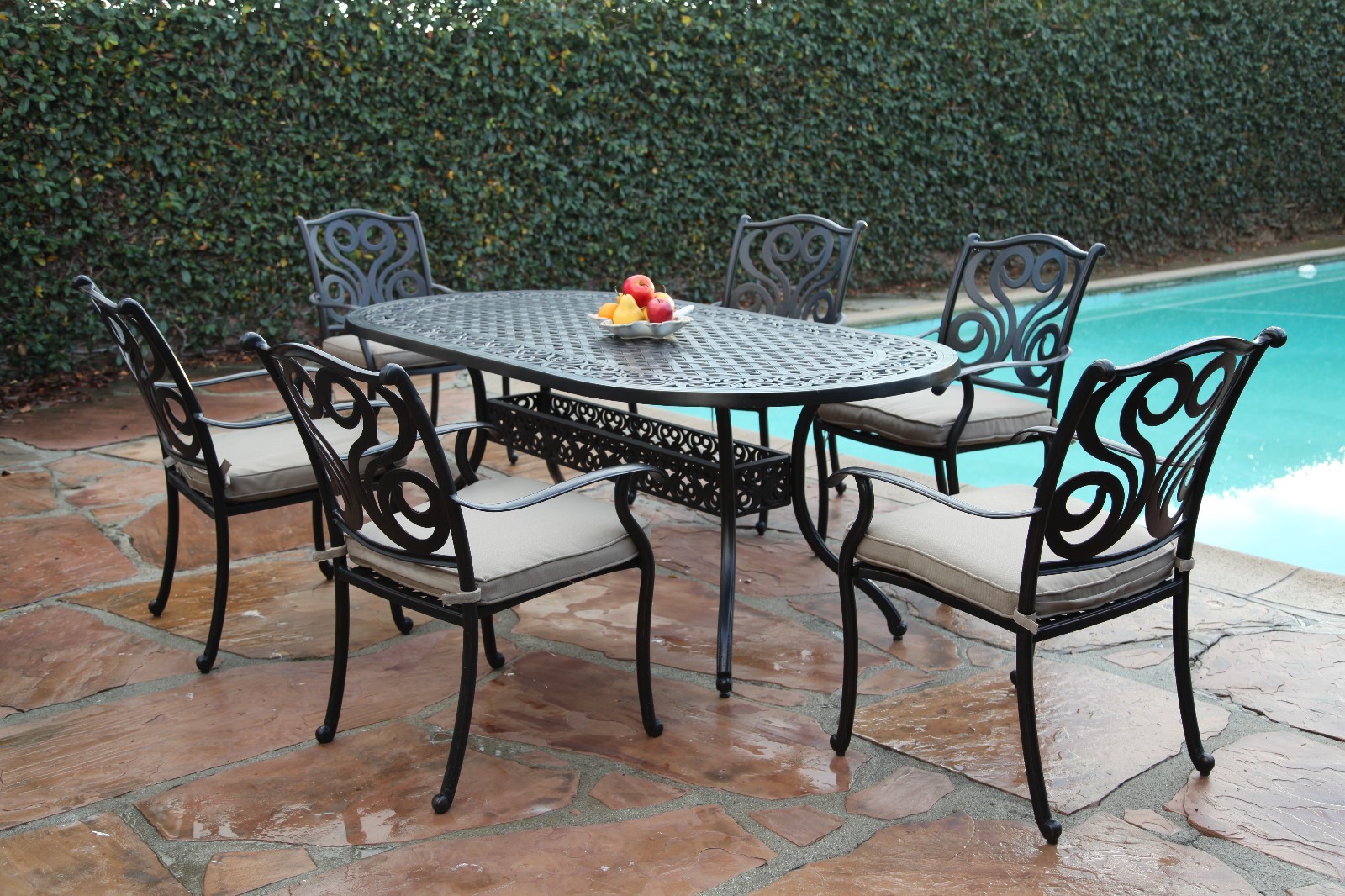 Cbm Outdoor Cast Aluminum Patio Furniture 7 Pc Dining Set G Cbm1290 Picture 1 Of 12