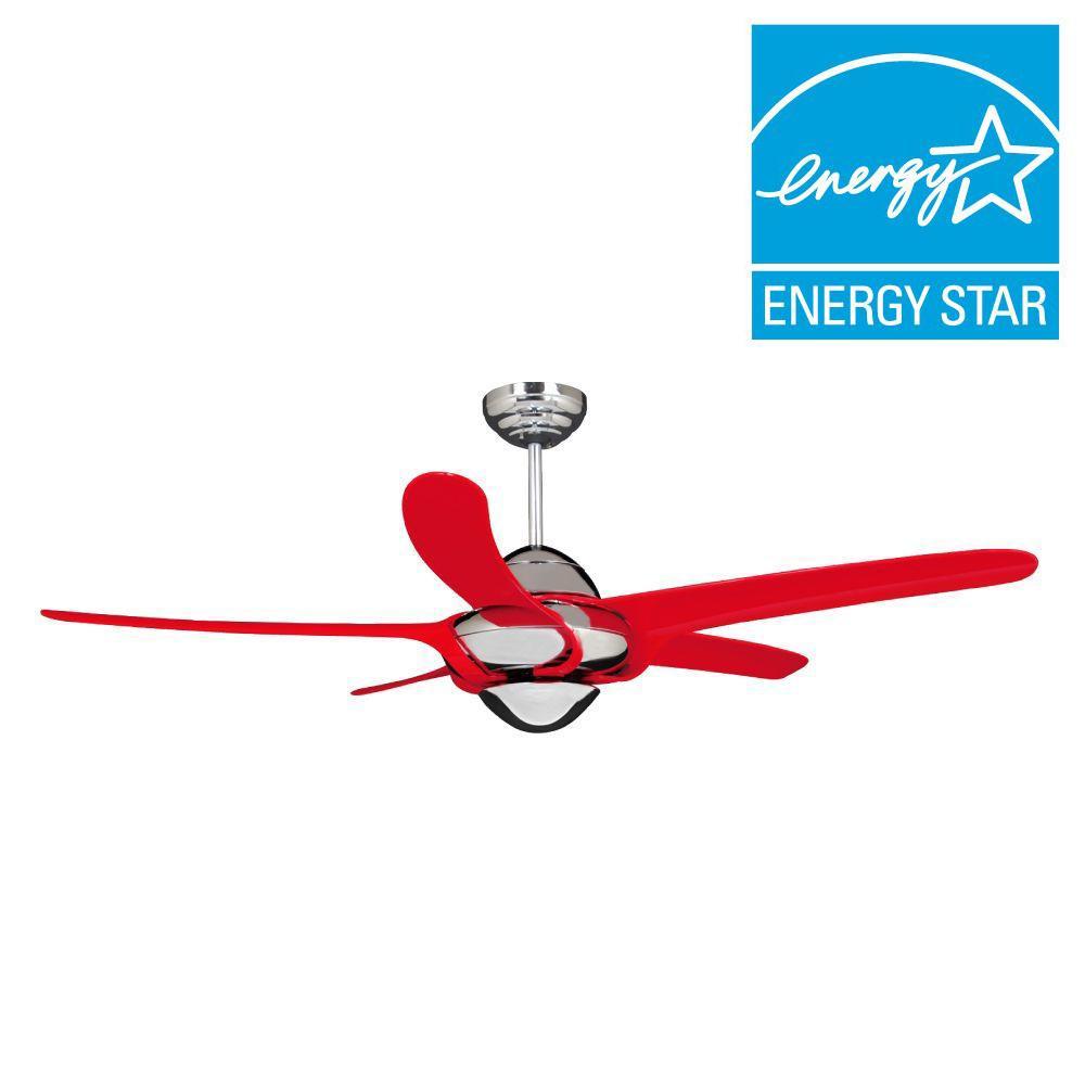 Vento Uragano 54 In Indoor Chrome Ceiling Fan With 5 Red Blades Picture 1 Of 3