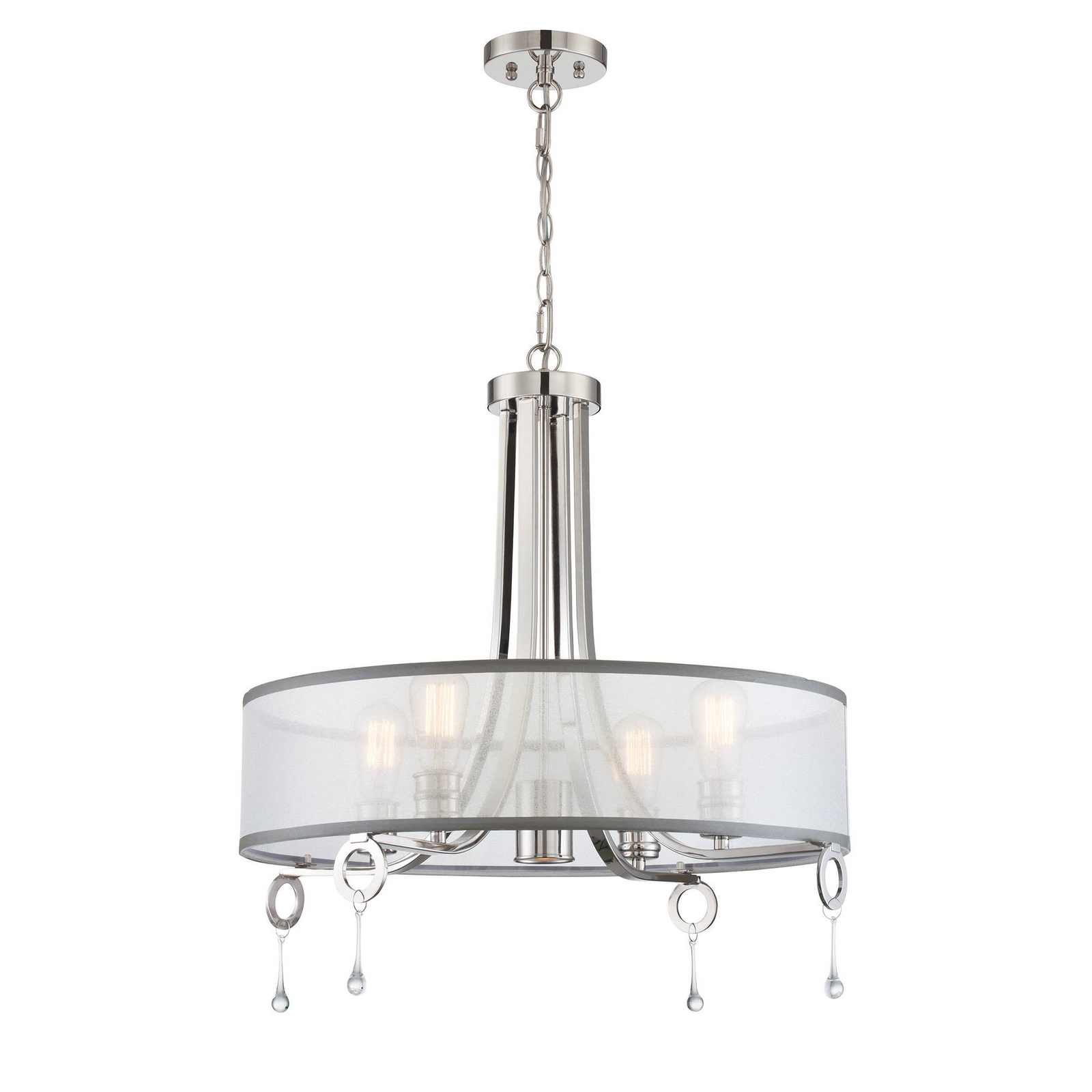 Lite Source Macbeth Polished Steel Four Light Chandelier Picture 1 Of 3