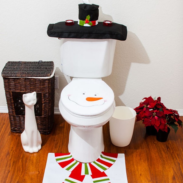 Christmas Decorations Hy Santa Toilet Seat Cover Rug Bathroom Set Toilet Seat Cover Rug Christmas Decorations Hy Santa Bathroom Set Snowman
