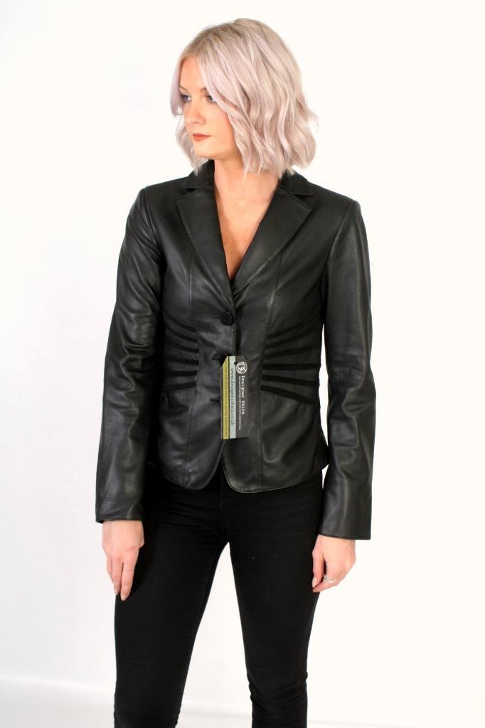 Armani Collezioni Black Leather Jacket Eu38 Xs Uk 6 Us 4 Coat Blazer Picture 1 Of 12