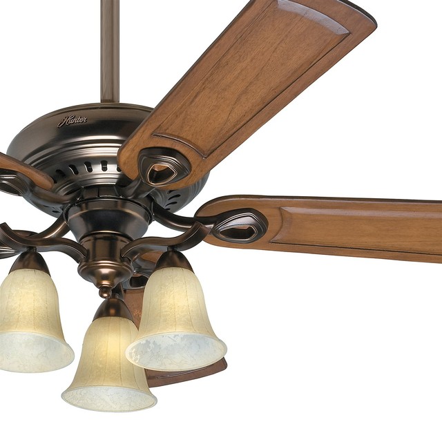 Hunter 52 Bronze Patina Prestige Fan With Walnut Blades And 3 Light 52 Hunter Ceiling Fan Bronze Patina Finish 3 Light Fixture Free