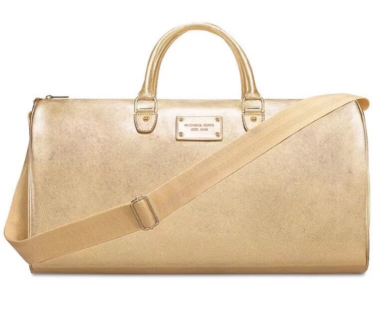 MICHAEL KORS gold Weekender / Duffle / Travel / Tote Bag NEW must see.