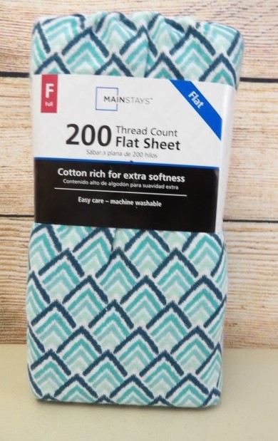 mainstays 200 thread count flat sheet teal ikat scallop full ebay mainstays 200 thread count flat sheet