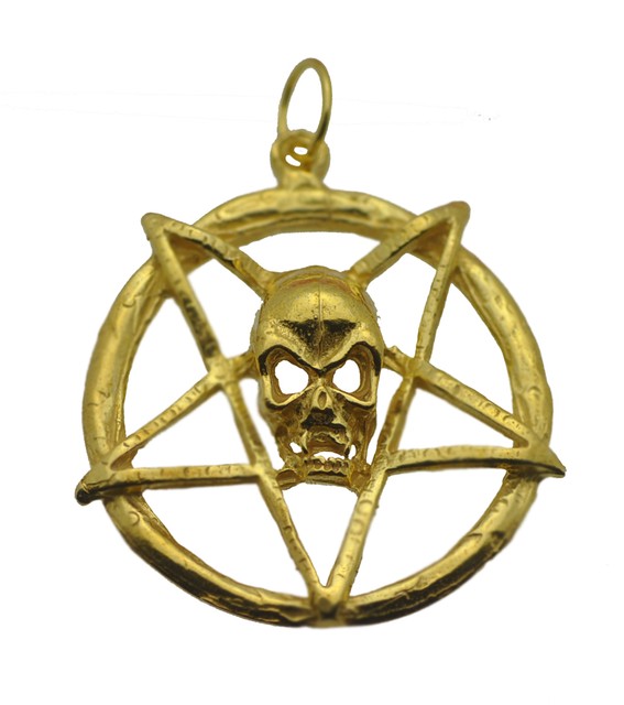 Look Detail Jewish Star Of David Sterling Silver Charm Pendant Gold Plated Over Real Silver Chaos Gothic Skull Inverted Pentagram Charm