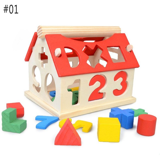 Kids Educational Toy Building Blocks House Wooden Number Geometry Picture 11 Of