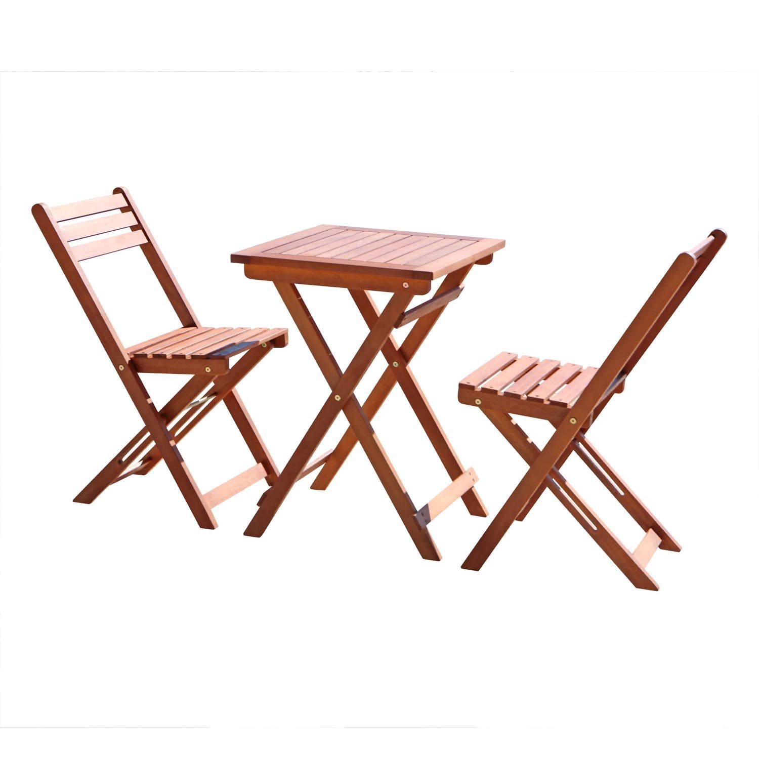 Folding Wood Bistro Set Portable Dining Square Table Chair Outdoor Picture 1 Of 3