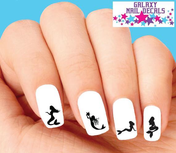Waterslide Nail Decals Set Of 20 Mermaid Silhouette Orted Ebay Waterslide Nail Decals Set Of 20 Mermaid Silhouette Orted